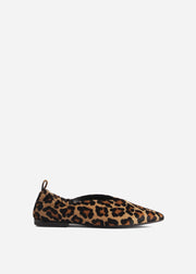 Calf Hair Ruched Back Pointed Flat - Leopard - CO Collections